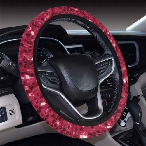 Magenta dark pink red faux sparkles glitter Steering Wheel Cover with Elastic Edge