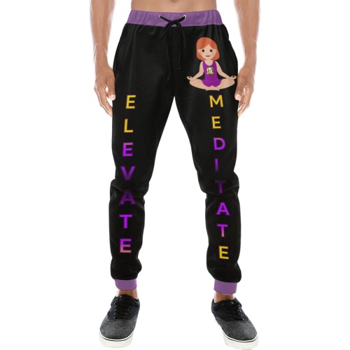 Shara's Meditate & Elevate Men's All Over Print Sweatpants (Model L11)