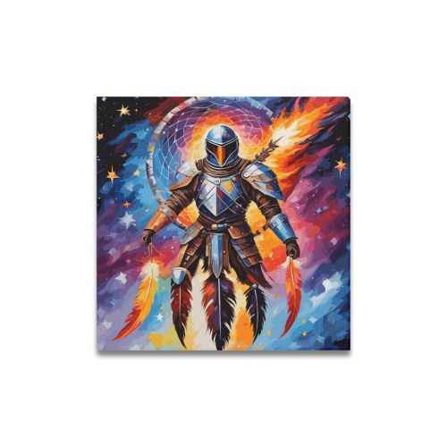 Fantasy futuristic knight hero dreamcatcher art. Upgraded Canvas Print 16"x16"