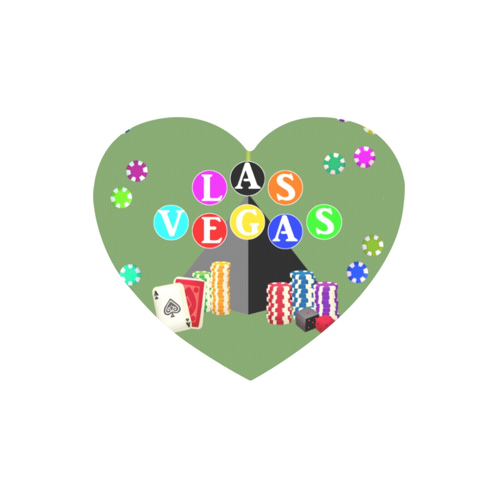 Las Vegas Pyramid and Poker Chips - Green Heart-shaped Mousepad