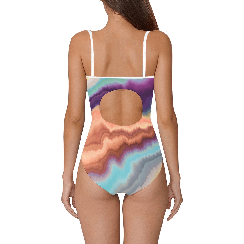 Waves digital tie dye ABS Strap Swimsuit ( Model S05)