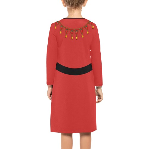 Red Elf Costume Girls' Long Sleeve Dress (Model D59)