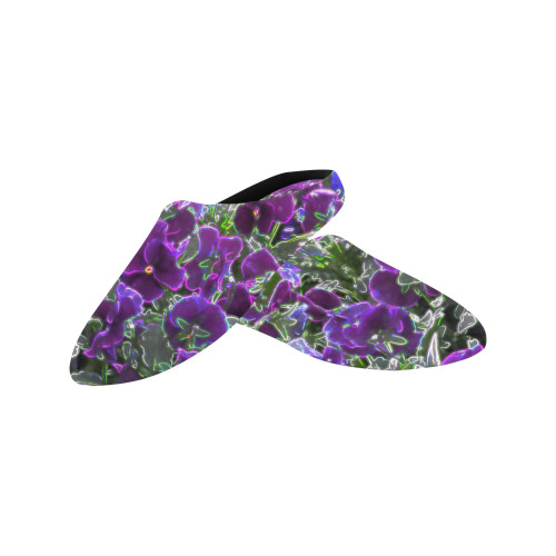 Field Of Purple Flowers 8420 Men's Non-Slip Cotton Slippers (Model 0602)