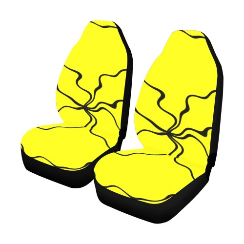 Black InterlockingCircles Noisy Yellow Car Seat Covers (Set of 2)