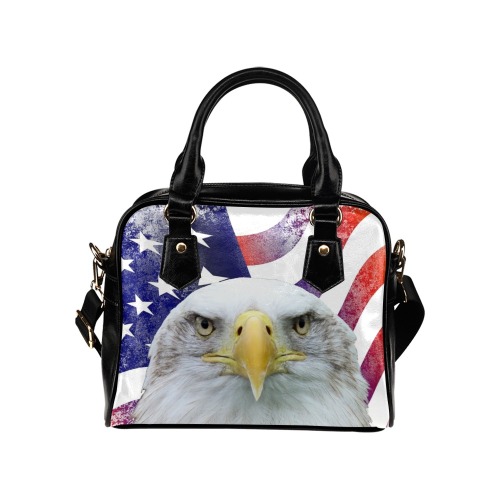 American Flag and Bald Eagle Shoulder Handbag (Model 1634)