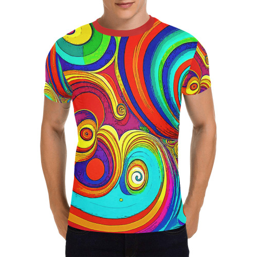 Colorful Groovy Rainbow Swirls All Over Print T-Shirt for Men (USA Size) (Model T40)