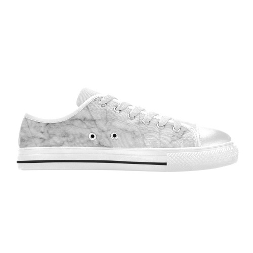 White gray marble texture Women's Classic Canvas Shoes (Model 018)