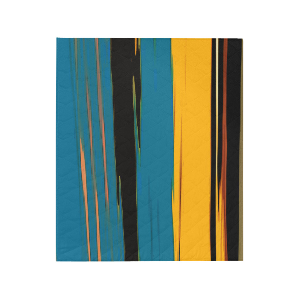 Black Turquoise And Orange Go! Abstract Art Quilt 50"x60"