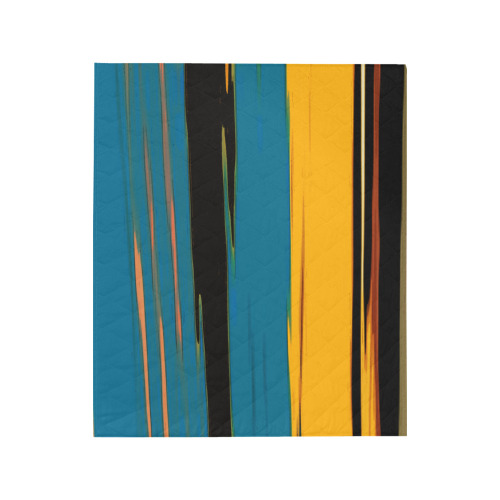Black Turquoise And Orange Go! Abstract Art Quilt 50"x60"