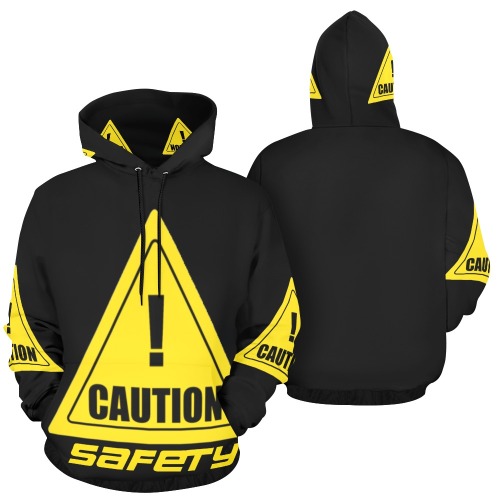 Caution II All Over Print Hoodie for Men (USA Size) (Model H13)