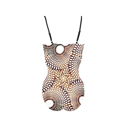 AFRICAN PRINT PATTERN 4 Spaghetti Strap Cut Out Sides Swimsuit (Model S28)