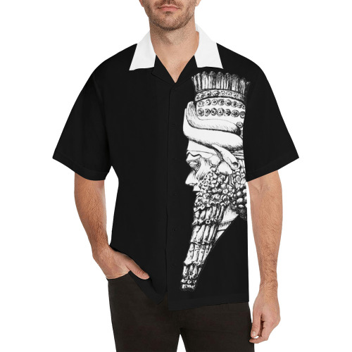 Lamassu on Black Hawaiian Shirt (Model T58)
