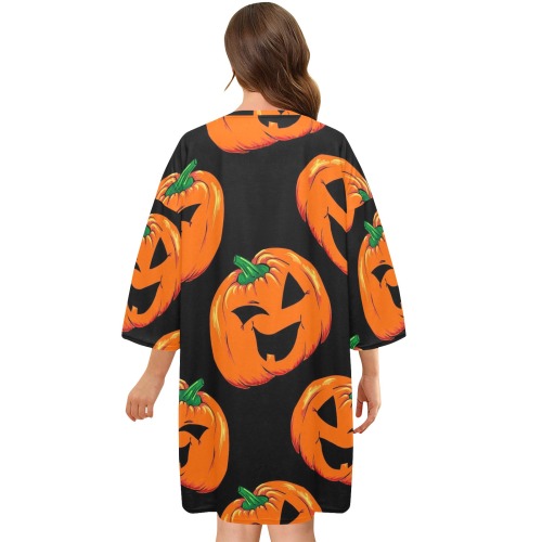 Cute Pumpkin Night Shirt Women's Oversized Sleep Tee (Model T74)