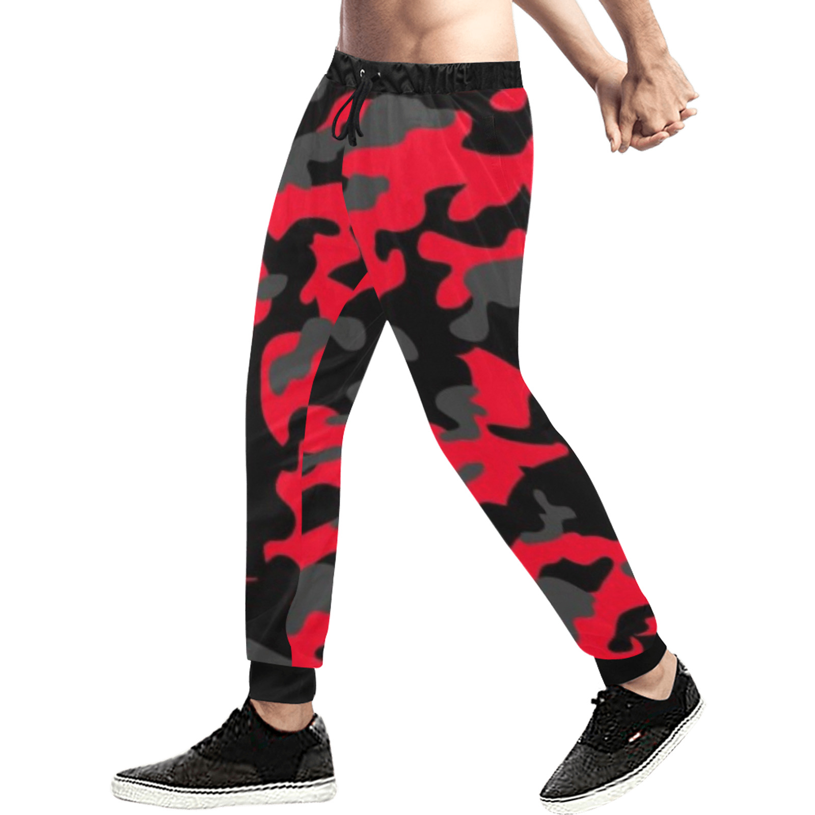 black red cambo Men's All Over Print Sweatpants (Model L11)