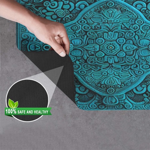green pattern 002 Doormat 24"x16" (Black Base)