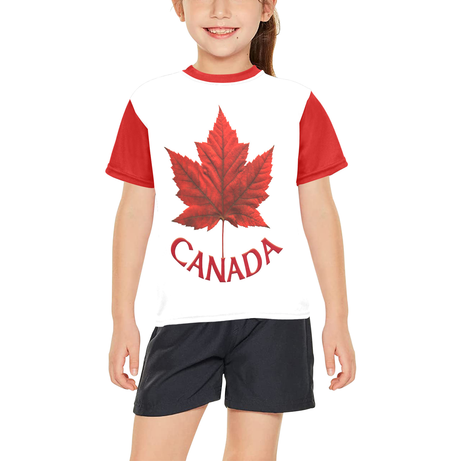 Girl's Canada Souvenir T-shirts Big Girls' All Over Print Crew Neck T-Shirt (Model T40-2)