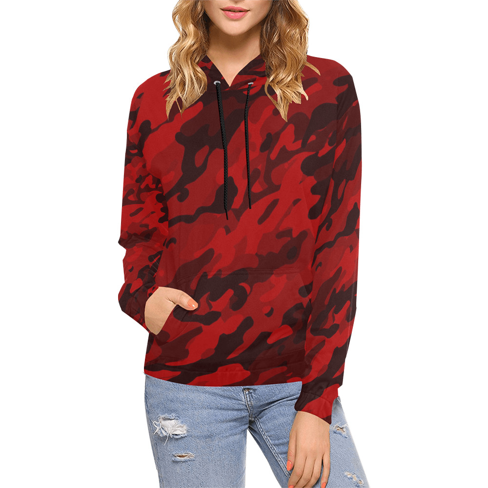 Modern Bloody Moon Fashion Camo All Over Print Hoodie for Women (USA Size) (Model H13)