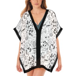 Positive pattern tattoos BW Women's Beach Cover Ups
