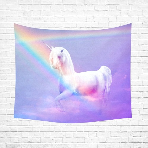 Unicorn and Rainbow Cotton Linen Wall Tapestry 60"x 51"