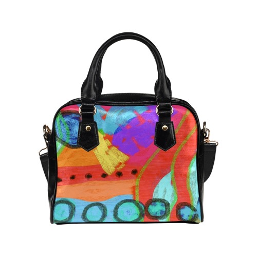 Funky Abstract Art Satchel Purse Shoulder Handbag (Model 1634)