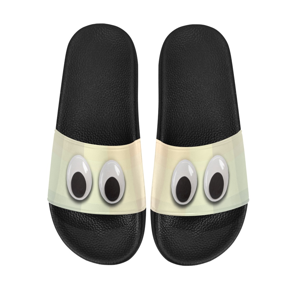 Large Funny Googly Eyes Men's Slide Sandals (Model 057)