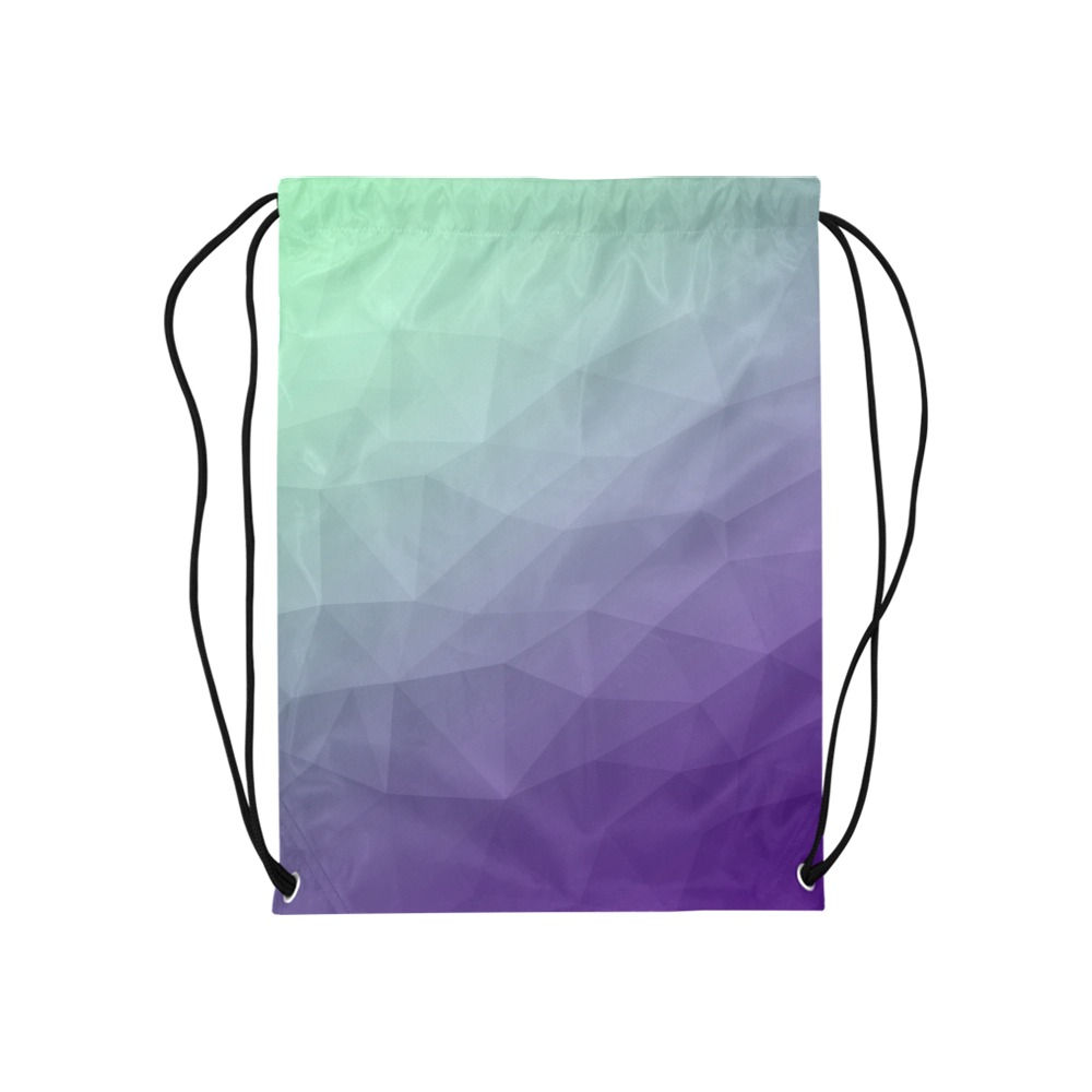 Purple green ombre gradient geometric mesh pattern Medium Drawstring Bag Model 1604 (Twin Sides) 13.8"(W) * 18.1"(H)