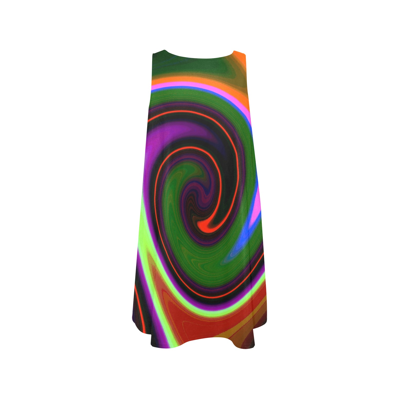 Swirl Retro Sleeveless A-Line Pocket Dress (Model D57)