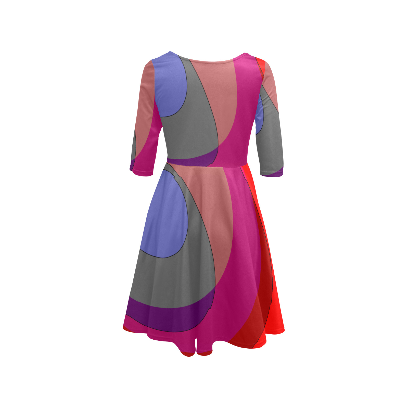Red Abstract 714 Half Sleeve Skater Dress (Model D61)