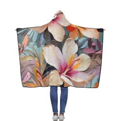 Imaginative flowers of beige colors. Floral art. Flannel Hooded Blanket 50''x60''