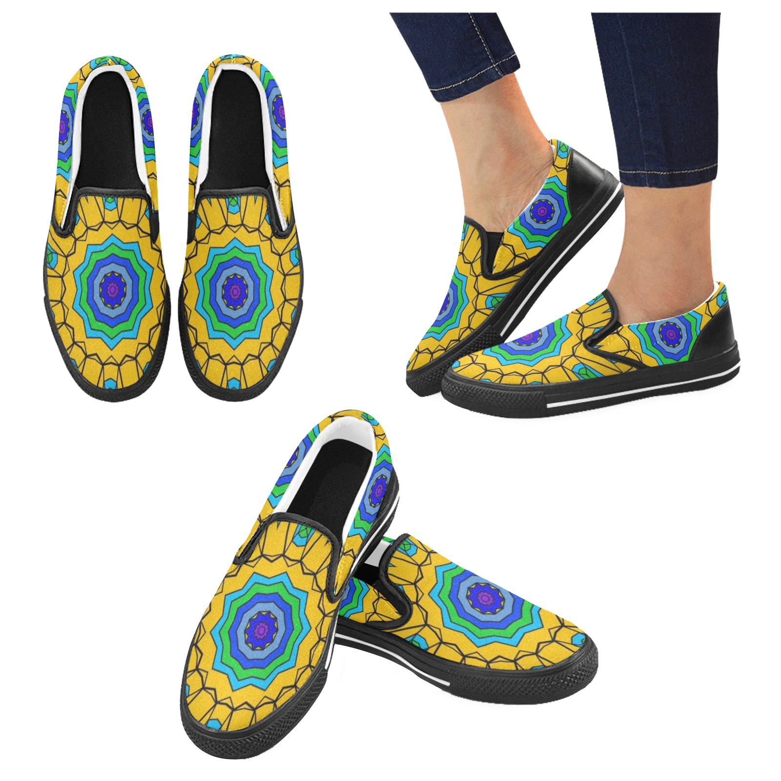kaleidoscope hex b Slip-on Canvas Shoes for Kid (Model 019)