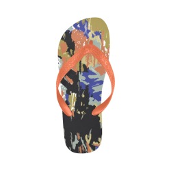 Paintbrush_abstract_colors_23 Flip Flops for Men/Women (Model 040)