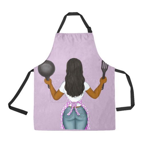 cooking-girl-dark-skin All Over Print Apron