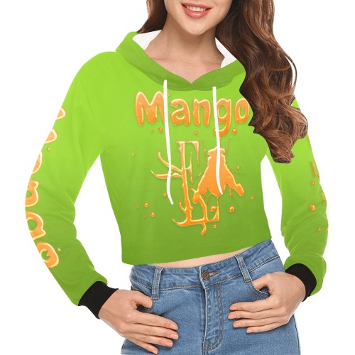 Mango Collectable Fly All Over Print Crop Hoodie for Women (Model H22)