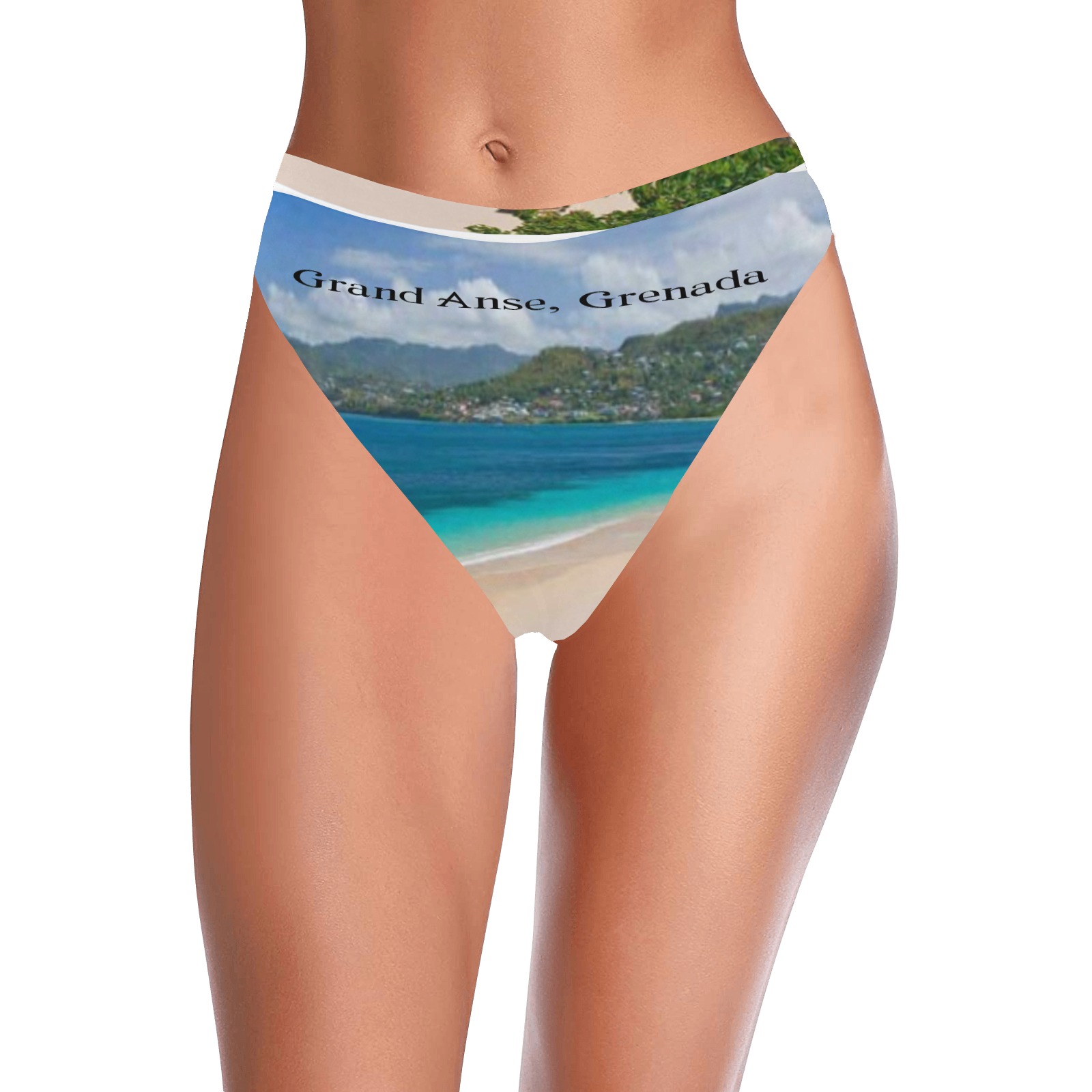 Grand Anse beach Grenada High-Waisted High-Cut Bikini Bottom (Model S07)
