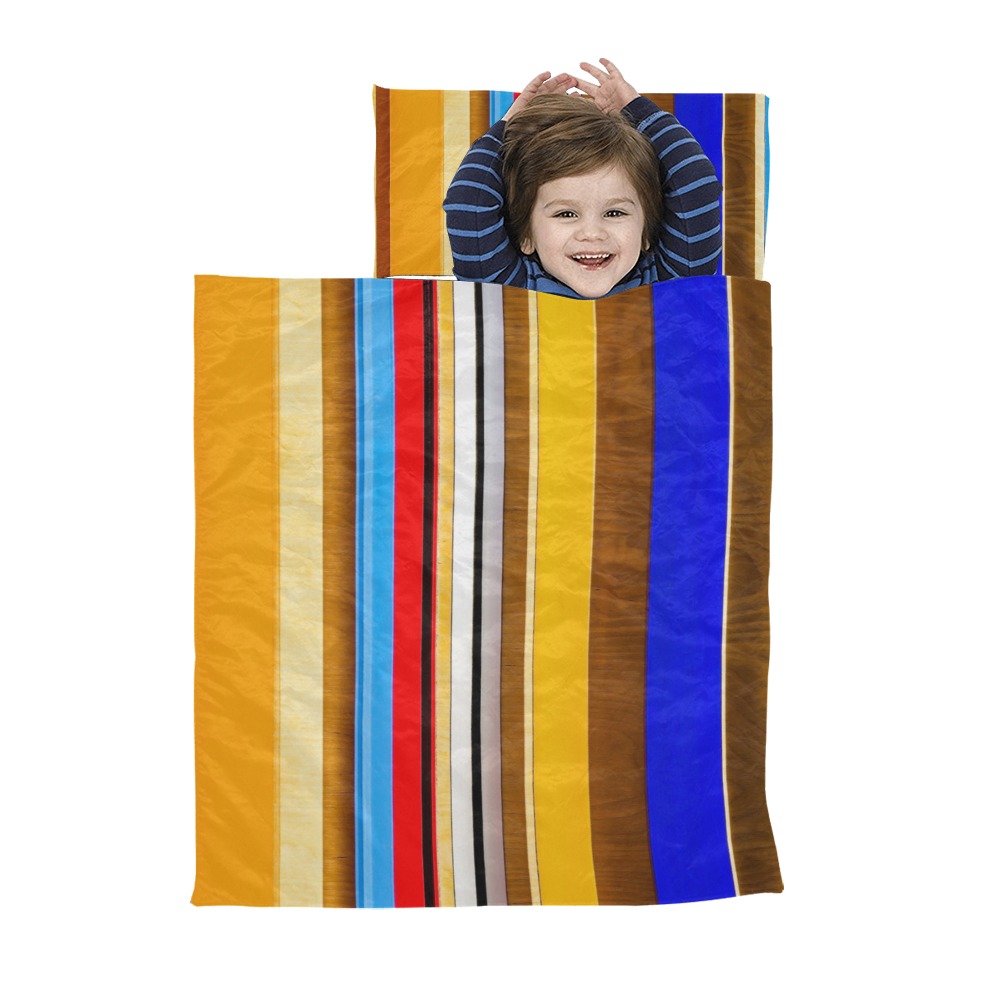 Colorful abstract pattern stripe art wood metal Kids' Sleeping Bag