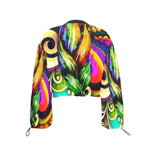 Mardi Gras Colorful New Orleans Cropped Chiffon Jacket for Women (Model H30)