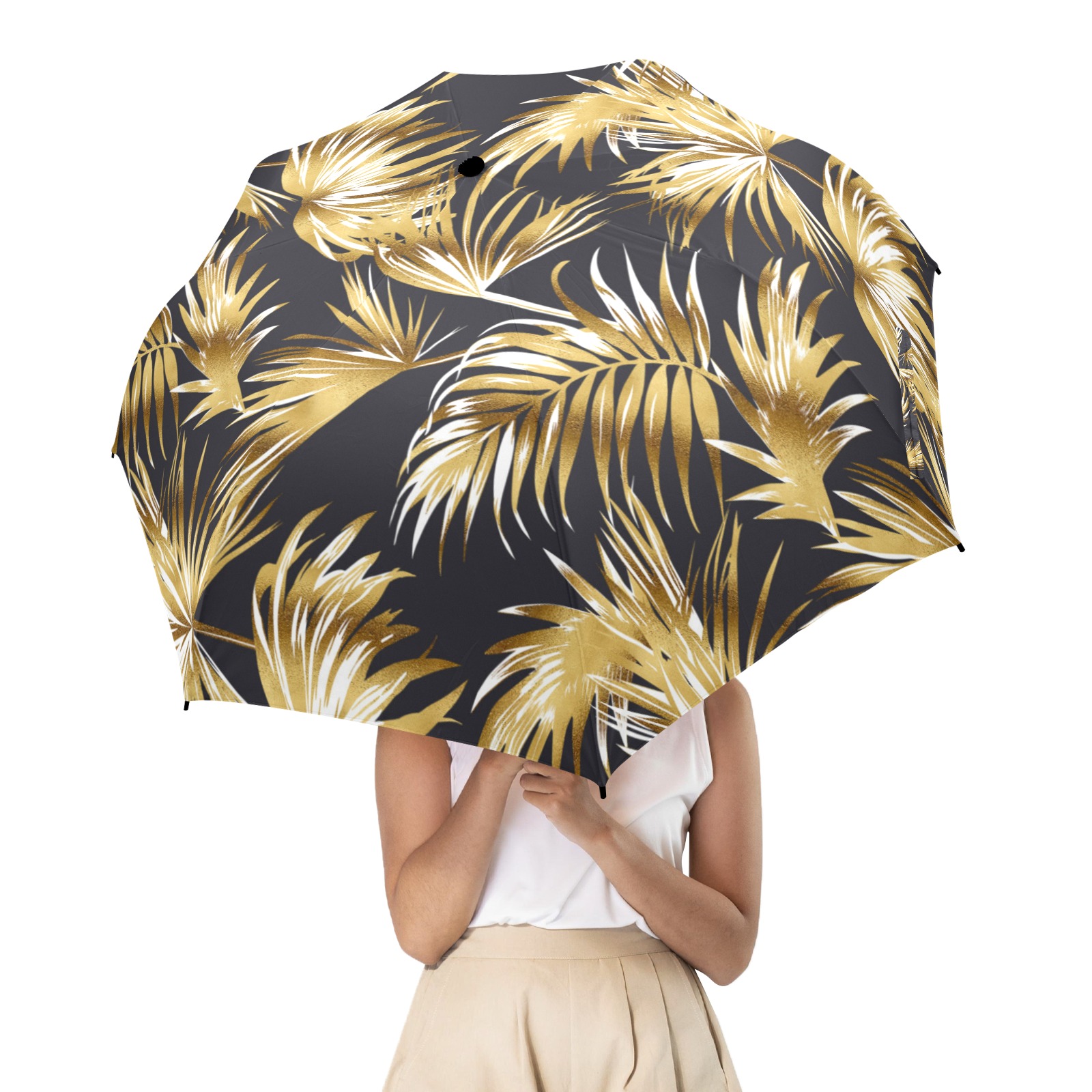 Palm Tree Beach Pattern Print Automatic Foldable Umbrella