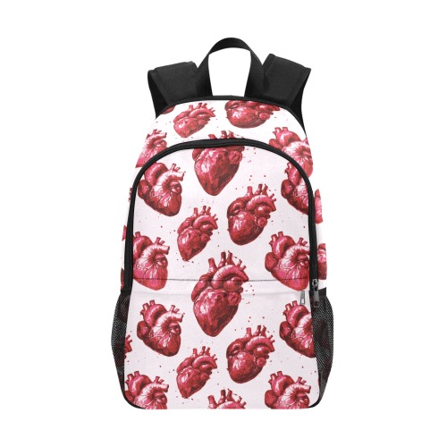 Heart Fabric Backpack with Side Mesh Pockets (Model 1659)