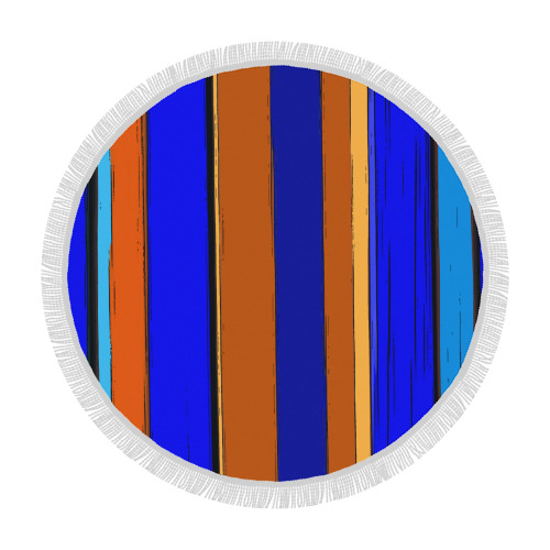 Abstract Blue And Orange 930 Circular Beach Shawl 59"x 59"