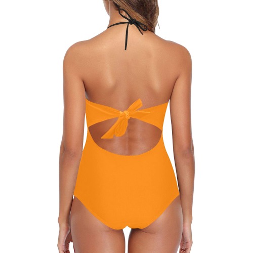 color UT orange Lace Band Embossing Swimsuit (Model S15)