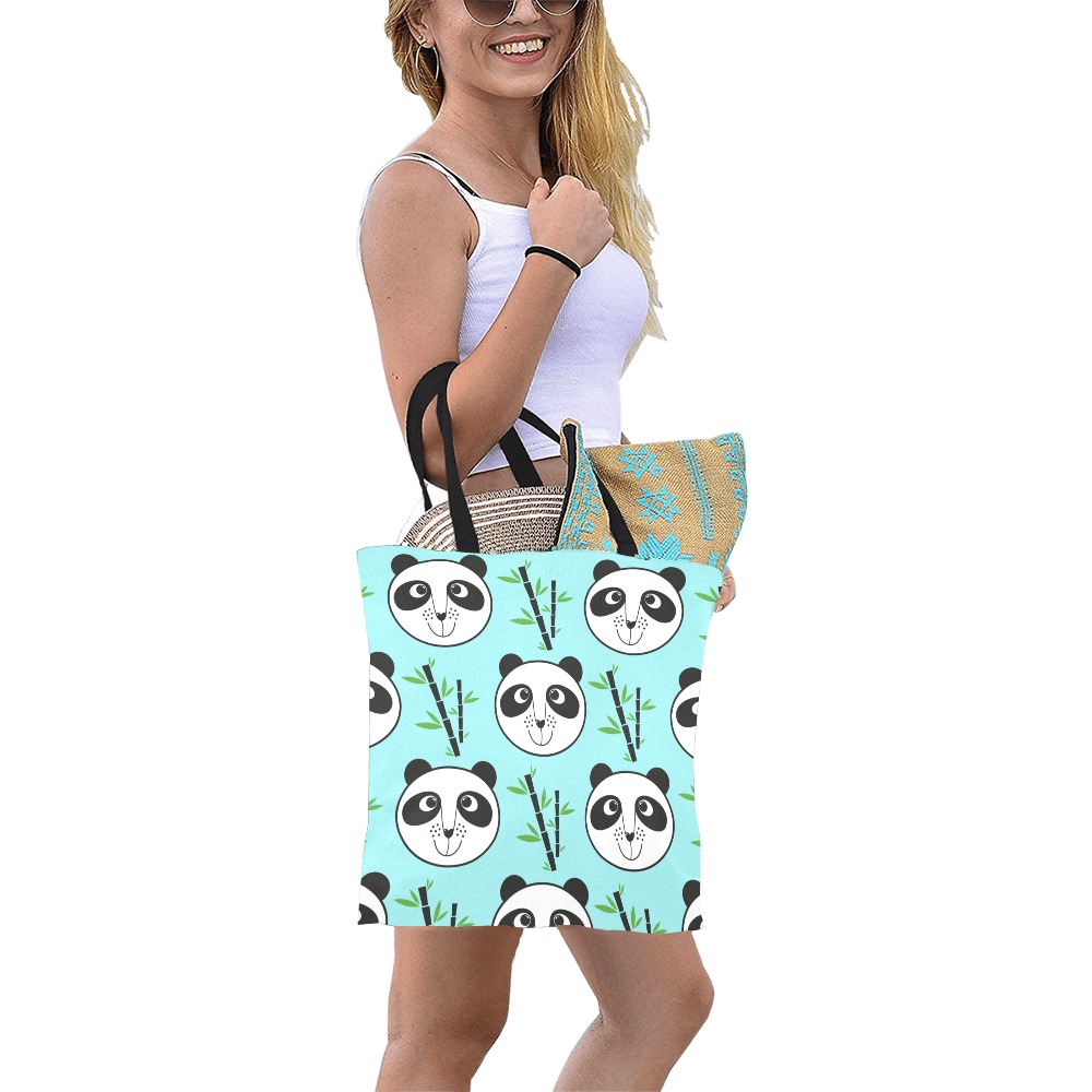 Panda and Bamboo Tote All Over Print Canvas Tote Bag/Small (Model 1697)