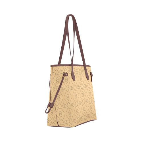 Pink and Brown Geometric Pattern Clover Canvas Tote Bag (Model 1661)
