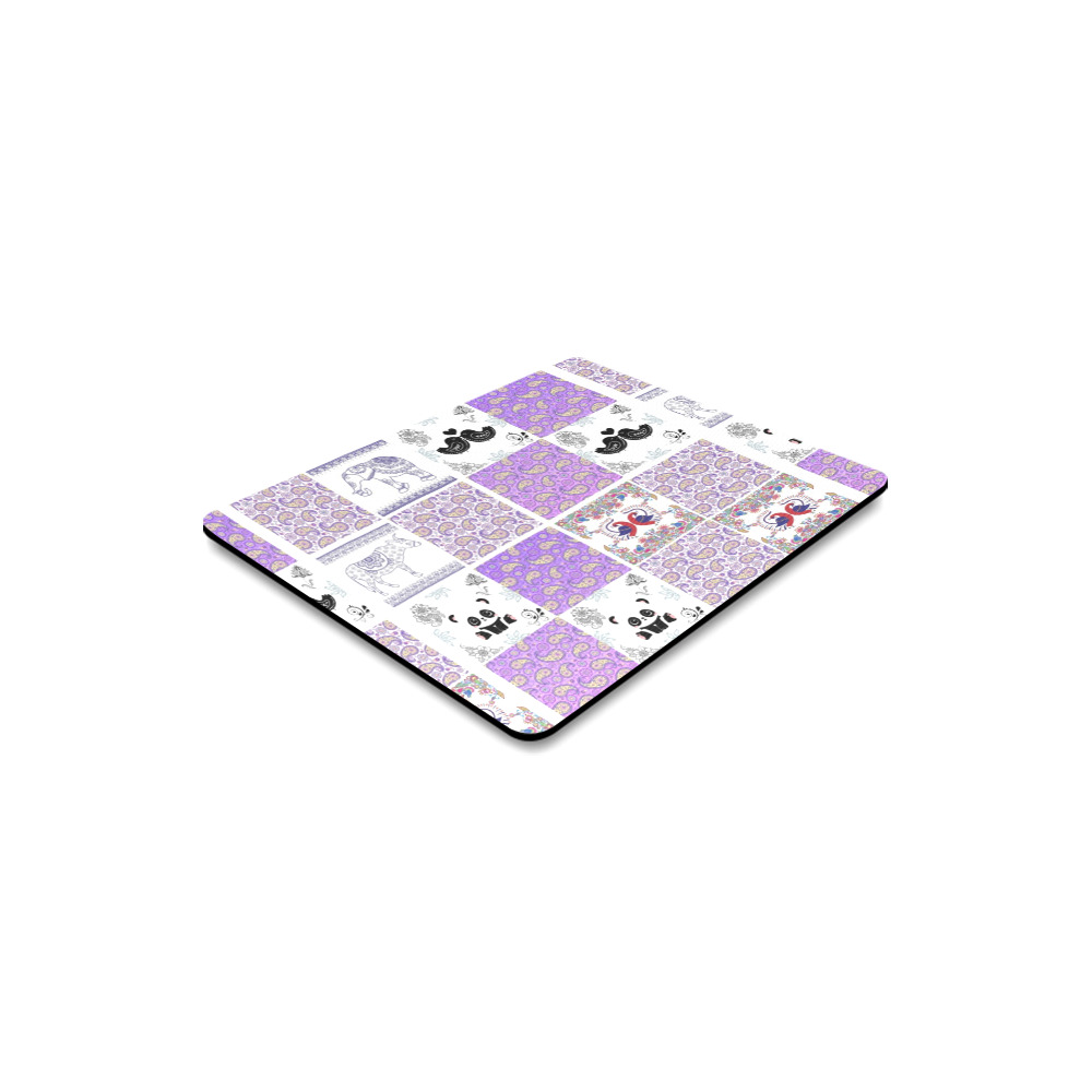 Purple Paisley Birds and Animals Patchwork Design Rectangle Mousepad