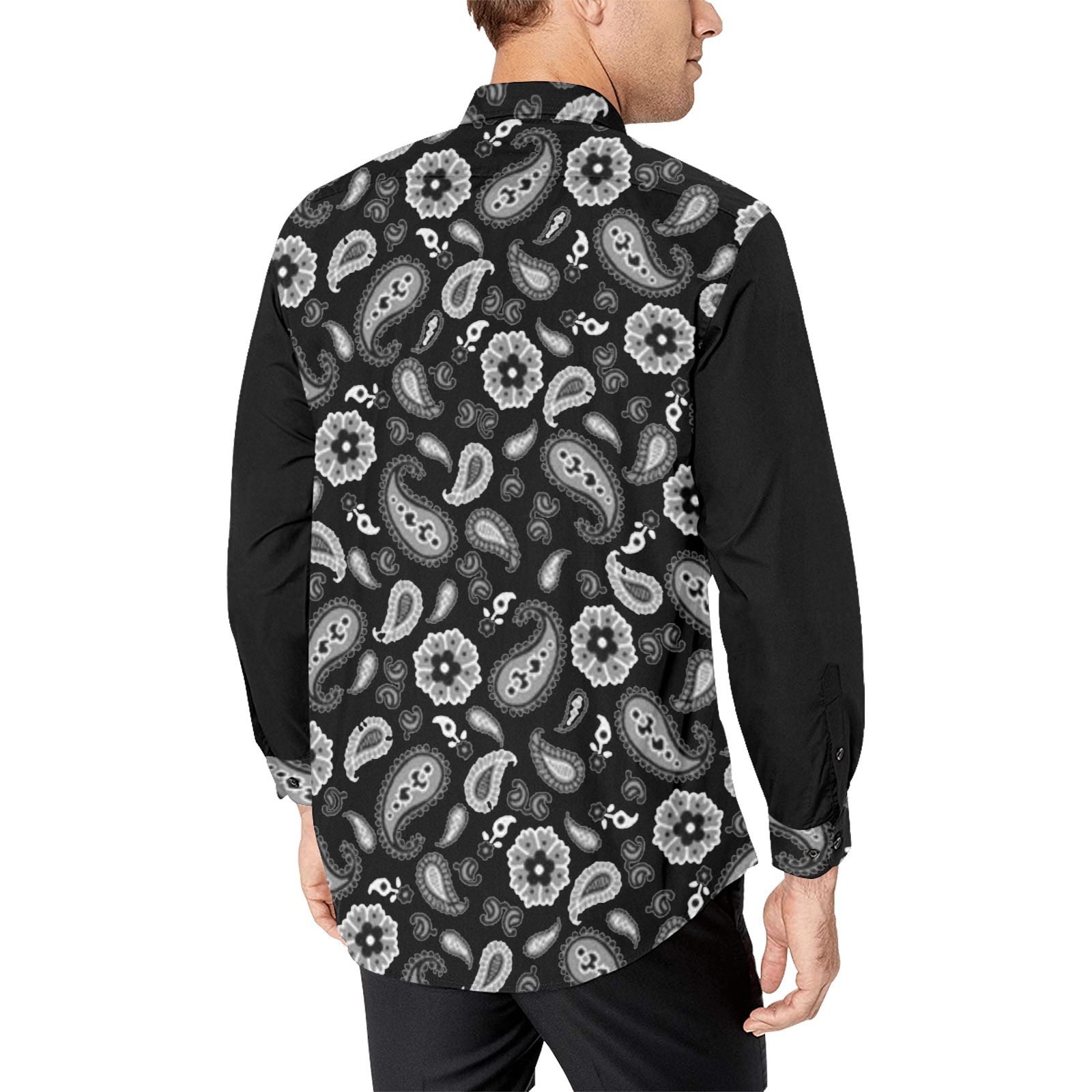 Black Paisley Men's All Over Print Casual Dress Shirt (Model T61)