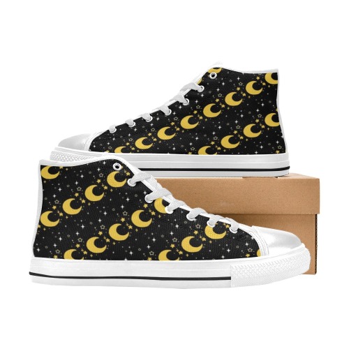 moon stars High Top Canvas Shoes for Kid (Model 017)