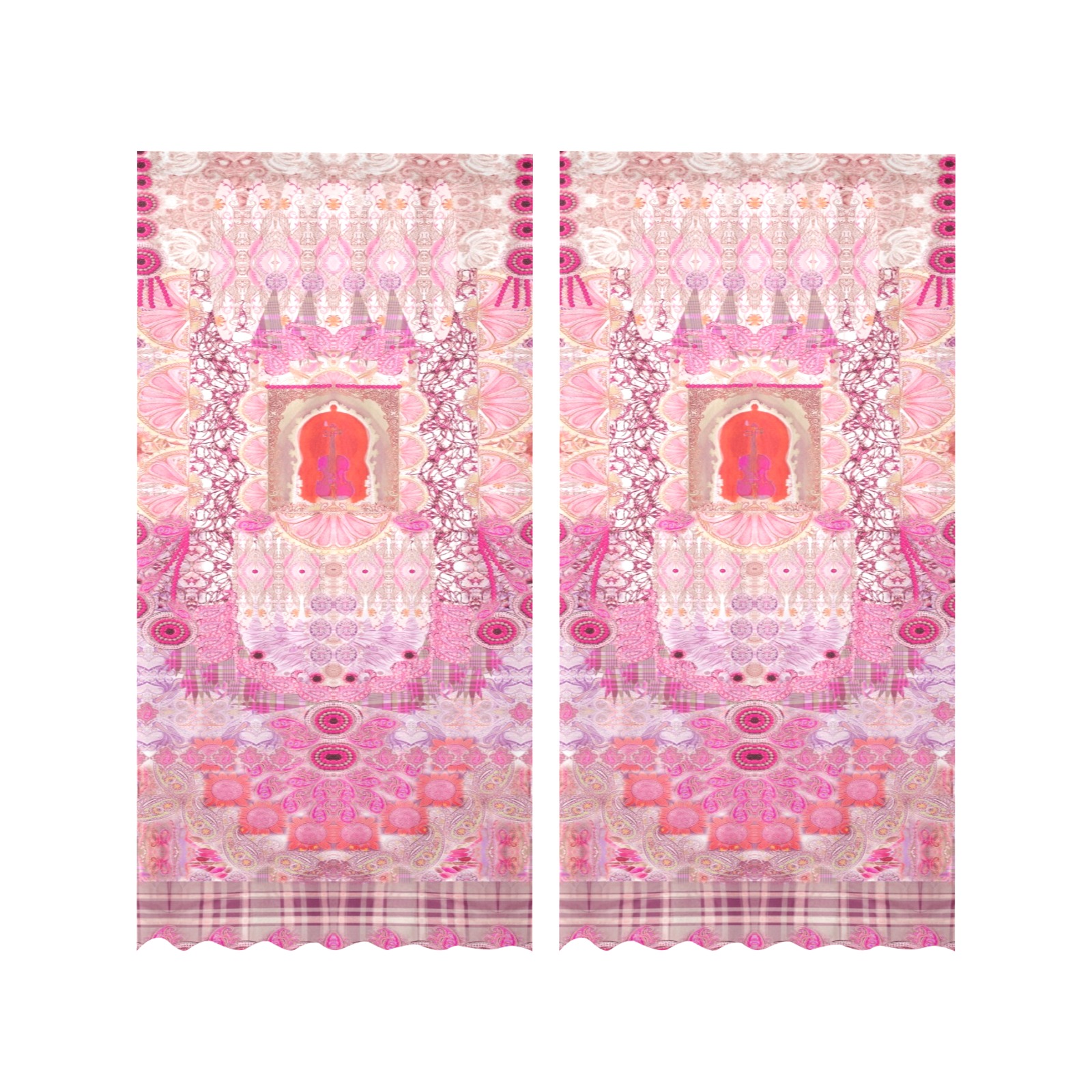 fiesta pink Gauze Curtain 28"x84" (Two-Piece)