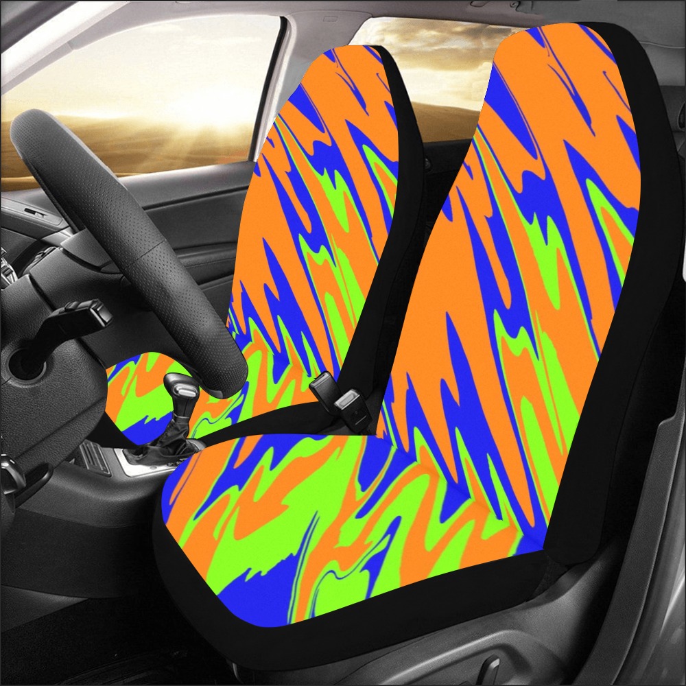 Spray Paint Orange Blue Lime Car Seat Covers (Set of 2)