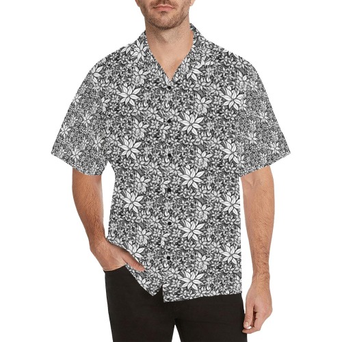Petals in the Wind Black Pattern Hawaiian Shirt (Model T58)