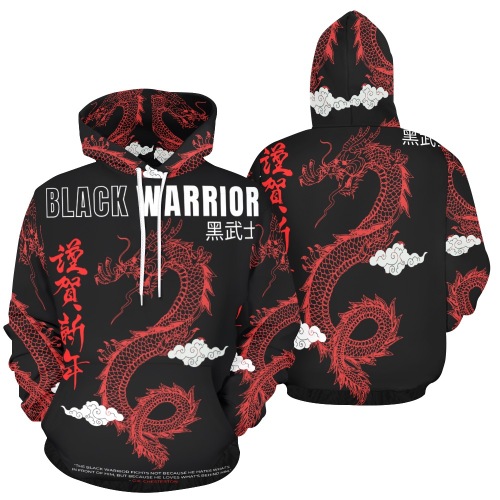Black Warrior All Over Print Hoodie for Men (USA Size) (Model H13)