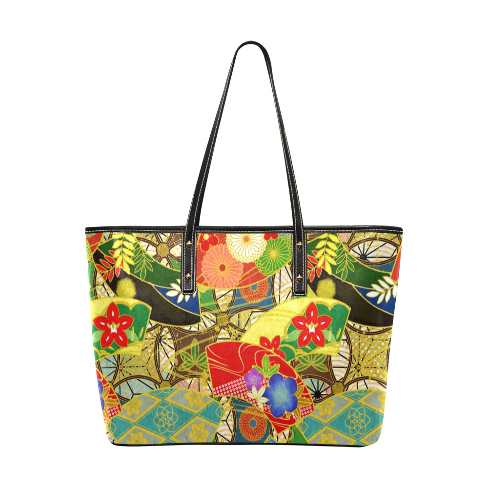 Summer Flowers Chic Leather Tote Bag (Model 1709)